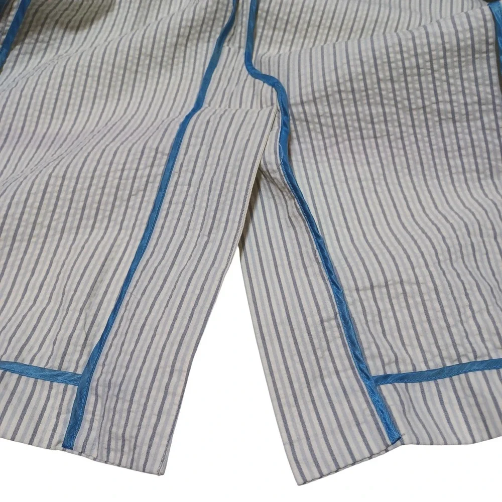 Alan Flusser Mens 42R Blue Stripe Seersucker Blazer Resort Cruise Wedding Guest